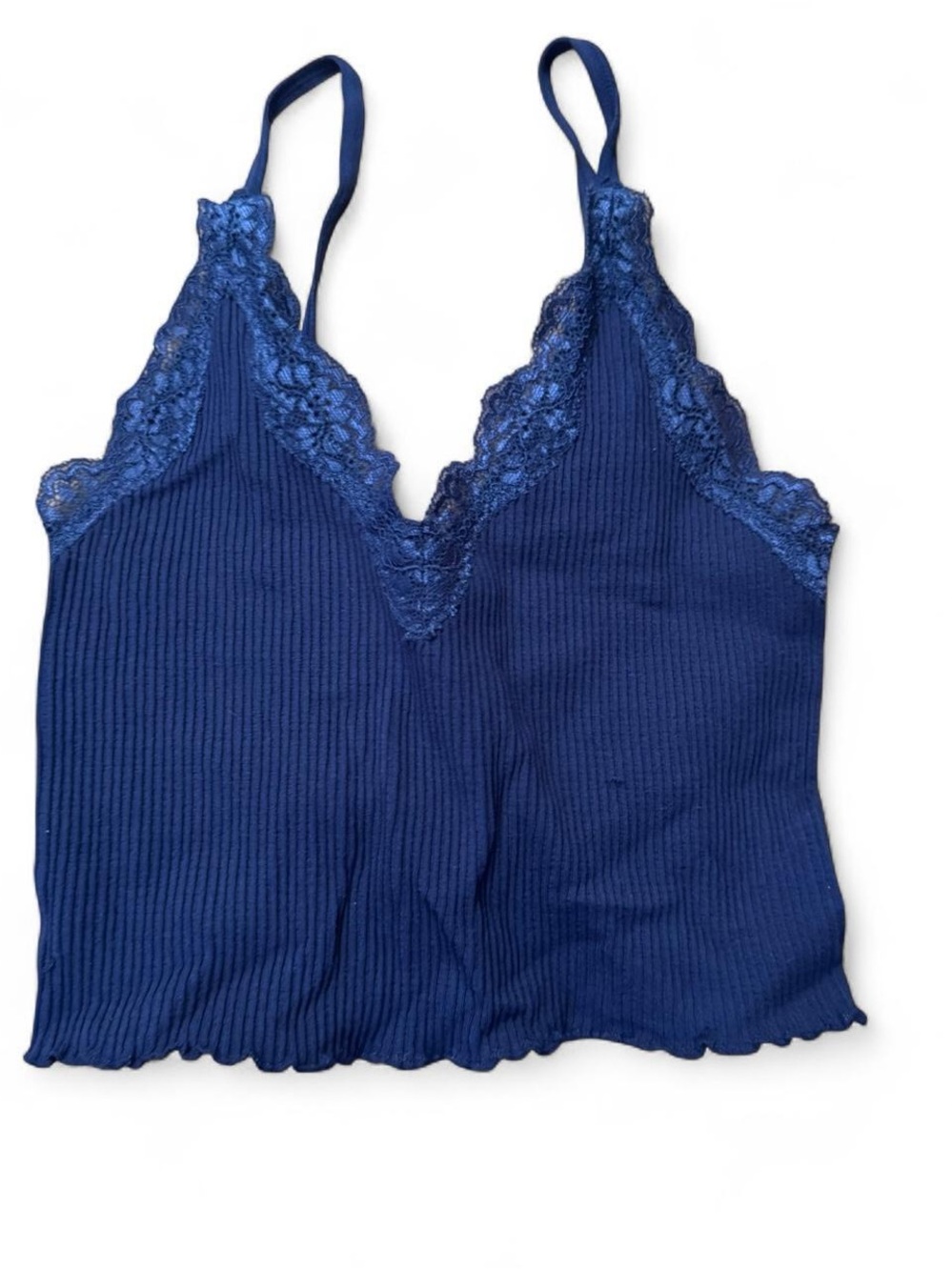 Forever 21 Blue Lace-Trim Seamless Crop Tank